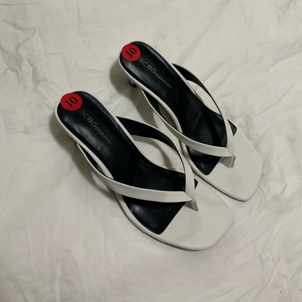 White 2 1/2 inch sandle heels BCBGeneration